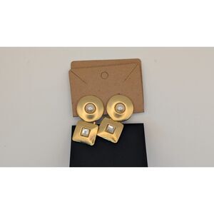 Vintage Gold Tone and Faux Pearl Dangle Clip On Earrings